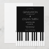 Musical piano zwart-wit Afstuderen Kaart (Voorkant / Achterkant)