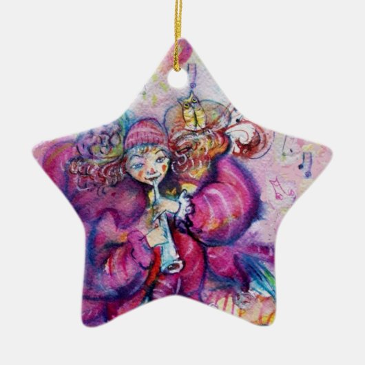 MUSICAL PINK CLOWN star Keramisch Ornament (Voorkant)