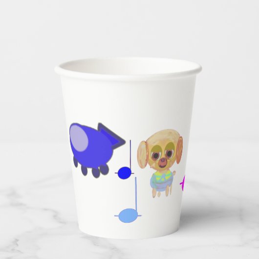 Musical Puppy Ruimteschip Papieren Bekers (Voorkant)