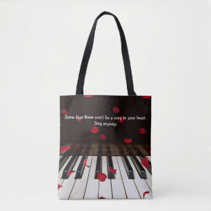 Musical Quote op Piano Keys-Canvas tas