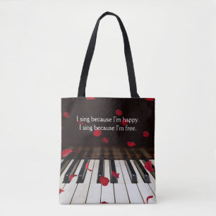 Musical Quote op Piano Keys-Canvas tas