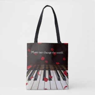 Musical Quote op Piano Keys-Canvas tas