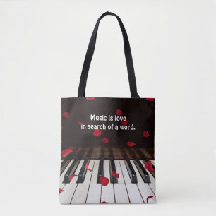 Musical Quote op Piano Keys-Canvas tas
