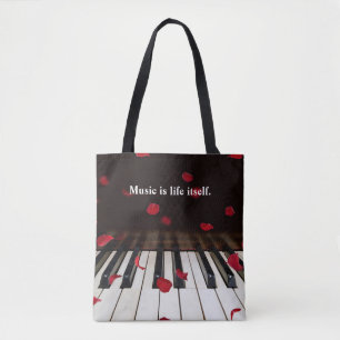 Musical Quote op Piano Keys Tote Bag