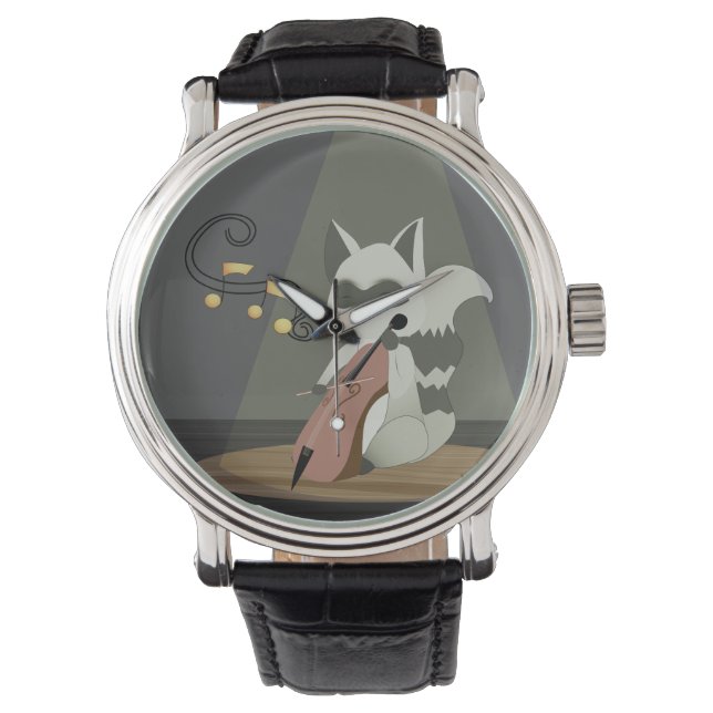 Musical Raccoon Horloge (Voorkant)