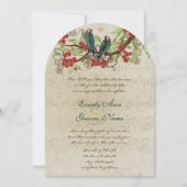 Musical Red Floral Boho  Birds Wedding Kaart (Voorkant)