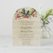 Musical Red Floral Boho  Birds Wedding Kaart (Staand voorkant)