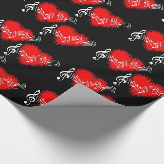 Musical Red Hearts Cadeaupapier (Hoek)