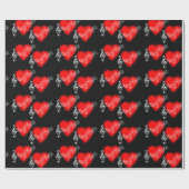 Musical Red Hearts Cadeaupapier (Vlak)