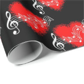 Musical Red Hearts Cadeaupapier (Rol Hoek)