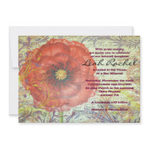 MUSICAL RED POPPY Bat Mitzvah Uitnodiging