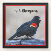 Musical Redwing Blackbird in Marsh Glazen Onderzetter (Voorkant)