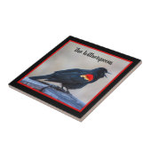 Musical Redwing Blackbird in Marsh Tegeltje (Zijkant)