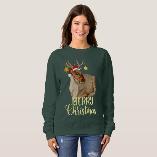 Musical Reindeer Rudolph Merry kerst grappig Trui (Voorkant volledig)