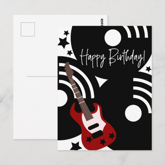 Musical Rock Star Electric Guitar Birthday Briefkaart (Voorkant / Achterkant)