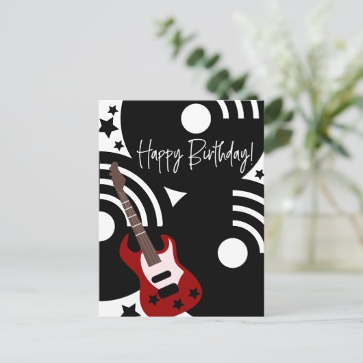 Musical Rock Star Electric Guitar Birthday Feestdagenkaart (Staand voorkant)
