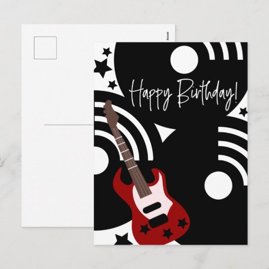 Musical Rock Star Electric Guitar Birthday Feestdagenkaart (Voorkant / Achterkant)