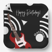 Musical Rock Star Electric Guitar Birthday Papieren Bordje (Voorkant)