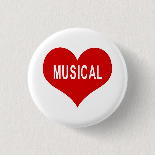MUSICAL Rode Hart Knop Ronde Button 3,2 Cm (Voorkant)
