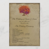 Musical Rustic Forest Red Heart Tree Wedding Programmakaart (Voorkant)
