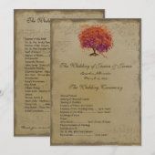 Musical Rustic Forest Red Heart Tree Wedding Programmakaart (Voorkant / Achterkant)