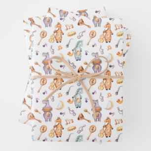MUSICAL SAFARI ANIMALS BABY CADEAU INPAKPAPIER VEL