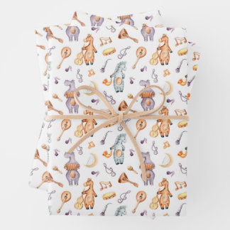 MUSICAL SAFARI ANIMALS BABY CADEAU INPAKPAPIER VEL