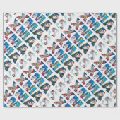 MUSICAL SANTA AND SNOWMAN XMAS NACHT PARTIJ CADEAUPAPIER (Vlak)