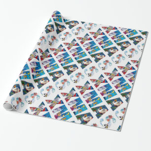 MUSICAL SANTA AND SNOWMAN XMAS NACHT PARTIJ CADEAUPAPIER