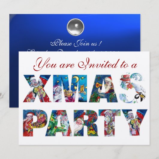 MUSICAL SANTA AND SNOWMAN XMAS NACHT PARTIJ KAART (Voorkant / Achterkant)