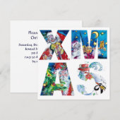 MUSICAL SANTA AND SNOWMAN XMAS NACHT PARTIJ KAART (Voorkant / Achterkant)