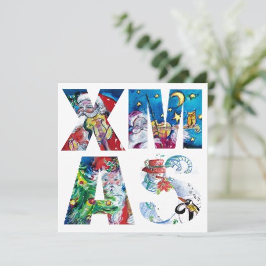 MUSICAL SANTA AND SNOWMAN XMAS NACHT PARTIJ KAART (Staand voorkant)