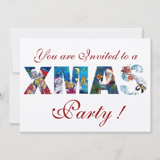 MUSICAL SANTA AND SNOWMAN XMAS NACHT PARTIJ KAART (Voorkant)