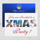 MUSICAL SANTA AND SNOWMAN XMAS NACHT PARTIJ KAART (Voorkant / Achterkant)