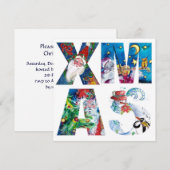 MUSICAL SANTA AND SNOWMAN XMAS NACHT PARTIJ KAART (Voorkant / Achterkant)