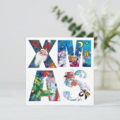 MUSICAL SANTA AND SNOWMAN XMAS NACHT PARTIJ KAART (Staand voorkant)