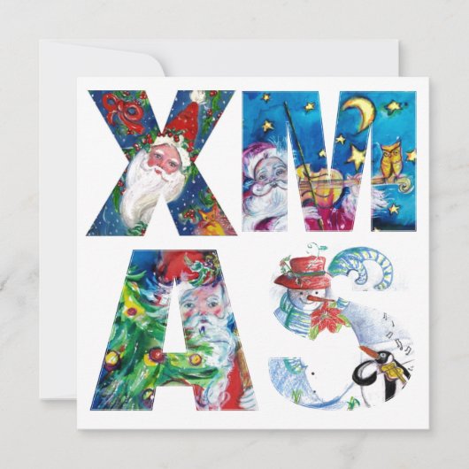 MUSICAL SANTA AND SNOWMAN XMAS NACHT PARTIJ KAART (Voorkant)