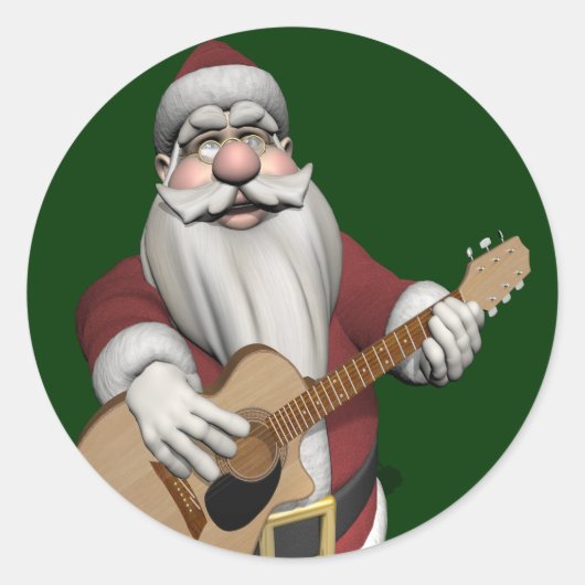 Musical Santa Claus die kerstliedjes speelt Ronde Sticker (Voorkant)
