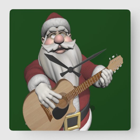Musical Santa Claus die kerstliedjes speelt Vierkante Klok (Voorkant)