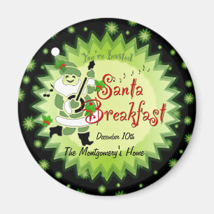 Musical Santa Elf Breakfast Invitation Magnet