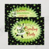 Musical Santa Elf kerstCaroling Party Invitat Kaart (Voorkant / Achterkant)