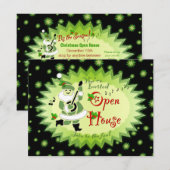 Musical Santa Elf Kerstmis Open House Uitnodiginge Kaart (Voorkant / Achterkant)