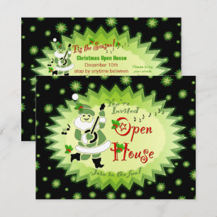 Musical Santa Elf Kerstmis Open House Uitnodiginge Kaart