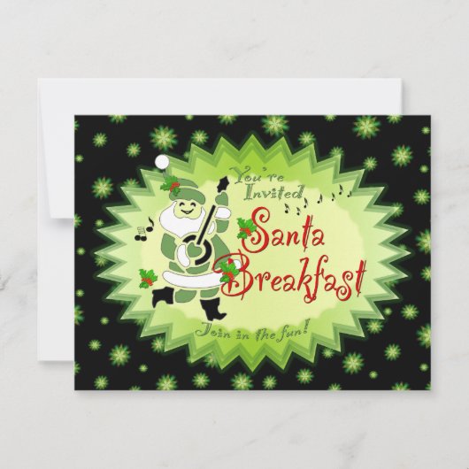 Musical Santa Elf kerstontbijt Uitnodigingen (Voorkant)