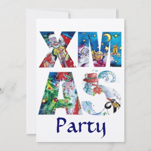 MUSICAL SANTA & SNOWMAN XMAS NIGHT PARTY champagne Kaart (Voorkant)