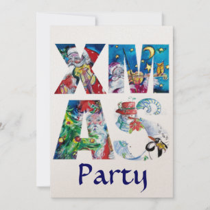 MUSICAL SANTA & SNOWMAN XMAS NIGHT PARTY champagne Kaart