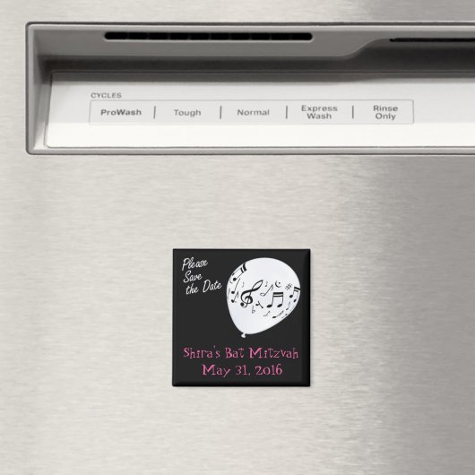 Musical Save the Date Bar of Bat Mitzvah Magneet (Insitu (Vaatwasser))