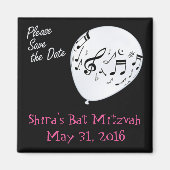 Musical Save the Date Bar of Bat Mitzvah Magneet (Voorkant)