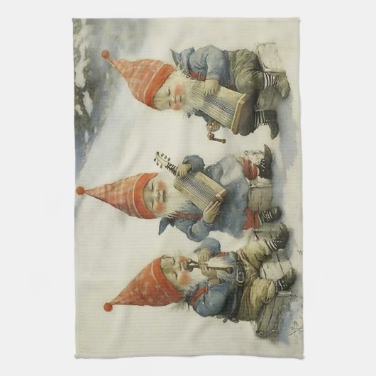 Musical Scandinavian Kerstgnomen Theedoek (Verticaal)