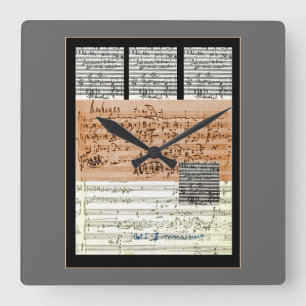 Musical Score collage wall klok